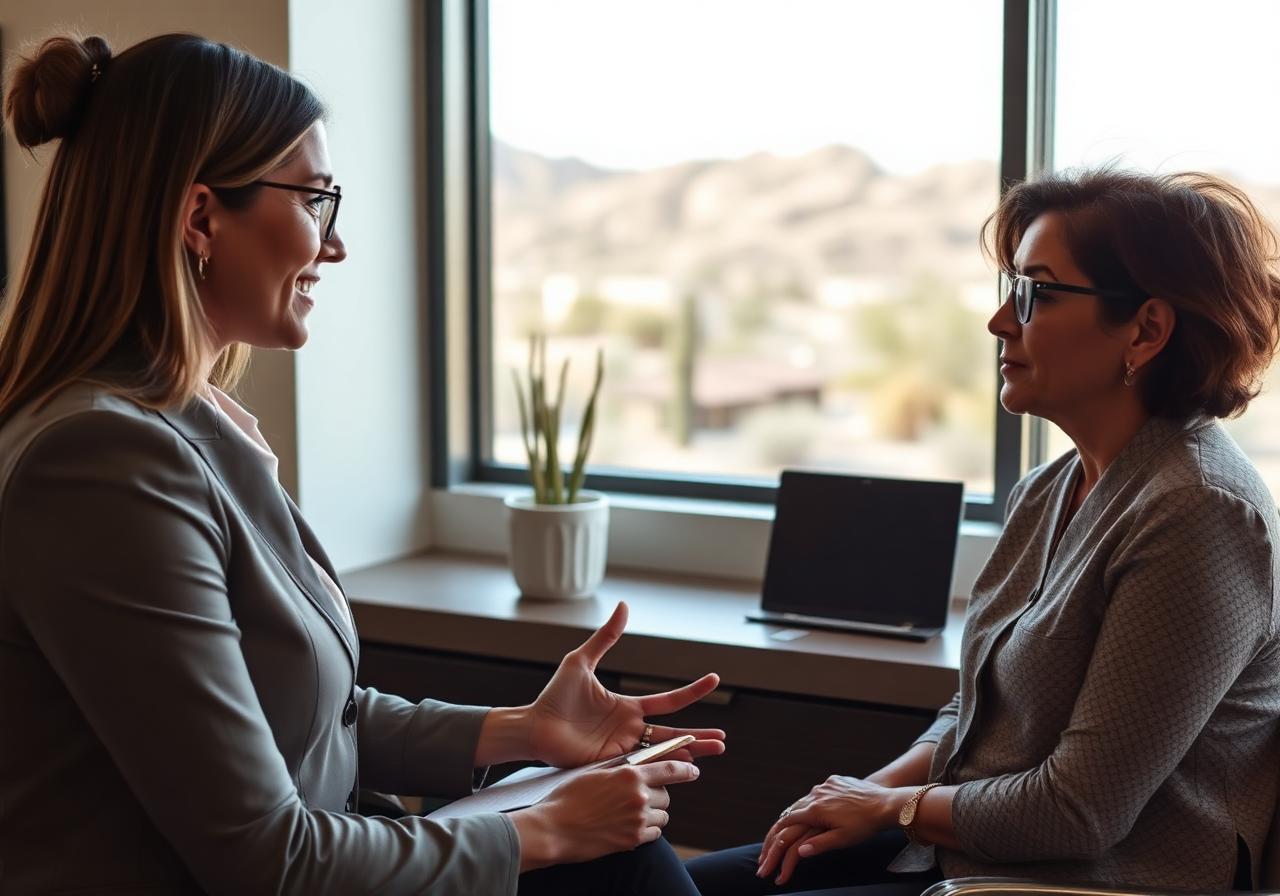 Arizona family law attorney explaining mediation options to a parent