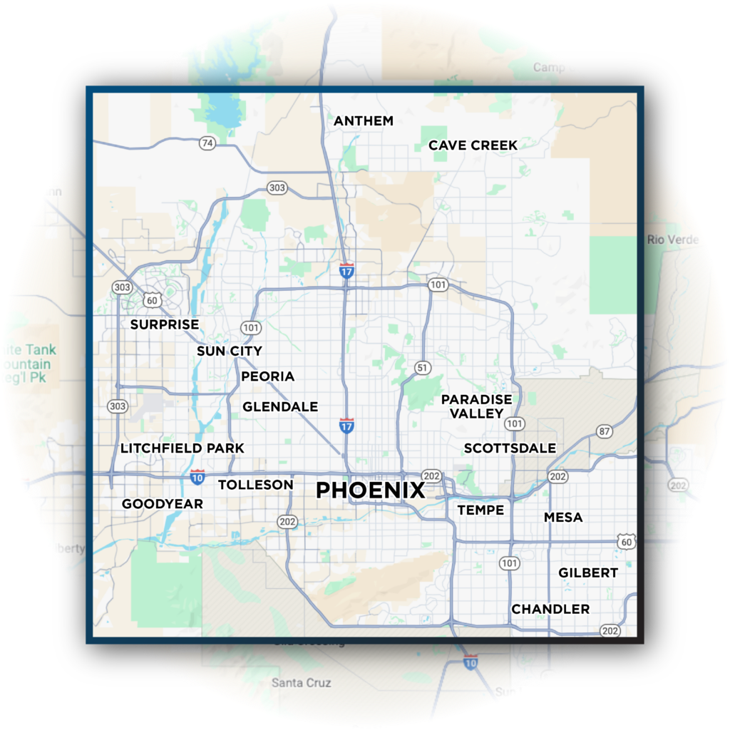 Map of Arizona cities served by The Sander Law Firm